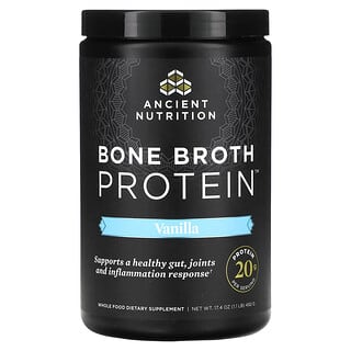 Ancient Nutrition, Bone Broth Protein, Proteína de caldo de huesos, Vainilla, 492 g (1,1 lb)