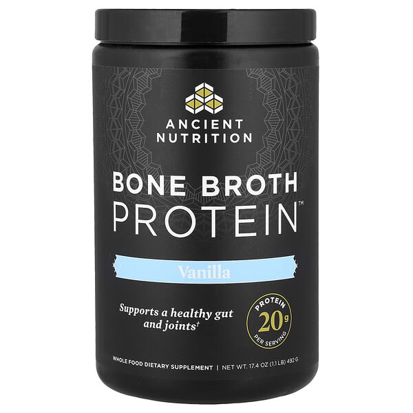 Ancient Nutrition, Bone Broth Protein™, Vanilla, 1.1 lb (492 g) — product photo 1