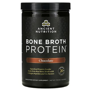 Dr. Axe / Ancient Nutrition, Bone Broth Protein, 초콜릿 맛, 1.1lb(17.8oz)