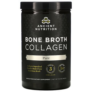 Dr. Axe / Ancient Nutrition, Collagène de bouillon d'os, Pur, 450 g