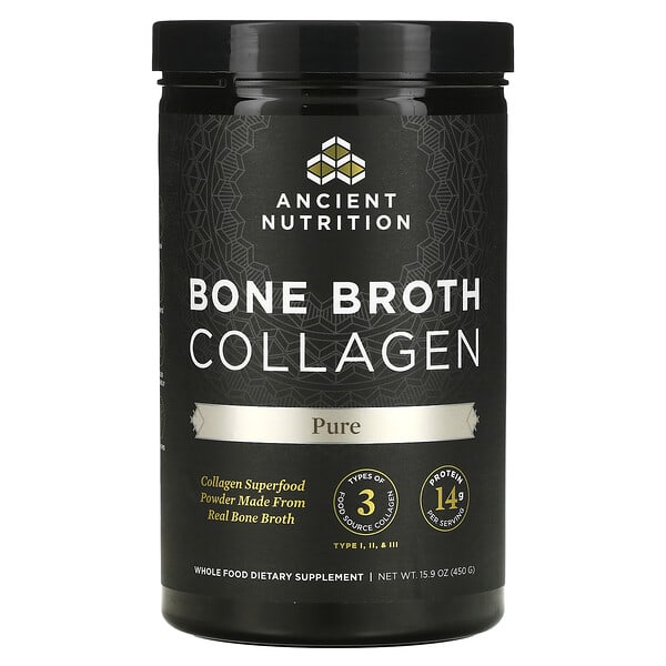 Dr. Axe / Ancient Nutrition, Bone Broth Collagen, Pure, 15.9 oz (450 g)