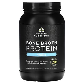 Dr. Axe / Ancient Nutrition, Bone Broth Protein（ボーンブロスプロテイン）、バニラ、984g（2.2ポンド）