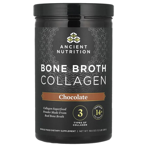 Ancient Nutrition Bone Broth Collagen, Chocolate, 1.2 lb (528 g)