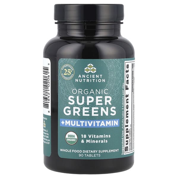 Organic Super Greens + Multivitamin, 90 Tablets