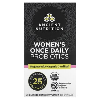 Ancient Nutrition, Probióticos uma vez por dia para mulheres, 25 bilhões de UFCs, 30 cápsulas