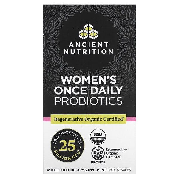 Ancient Nutrition, Probiotiques à prendre une fois par jour pour femmes, 25 milliards d'UFC, 30 capsules