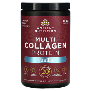 Dr. Axe / Ancient Nutrition, Multi Collagen Protein, Vanille, 472,5 g (1,04 lb.)