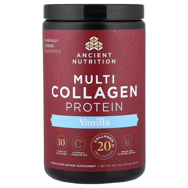 Ancient Nutrition, Multi Collagen Protein, Vanilla, 1.04 lb (472.5 g) — product photo 1