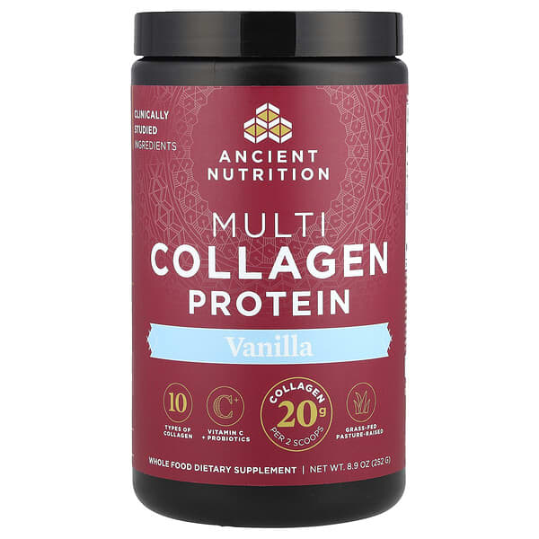 Ancient Nutrition Multi Collagen Protein, Vanilla, 8.9 oz (252 g)
