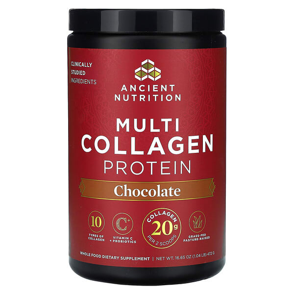 Ancient Nutrition Multi Collagen Protein, Chocolate, 1.04 lb (472 g)