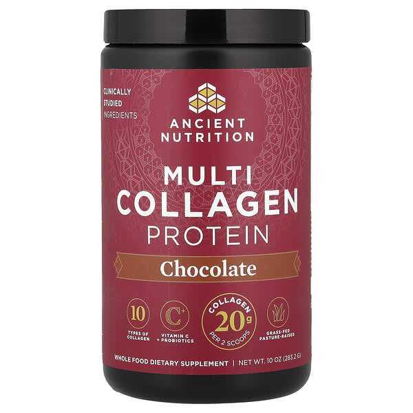 Ancient Nutrition, Multi Collagen Protein, Chocolate, 10 oz (283.2 g) — product photo 1