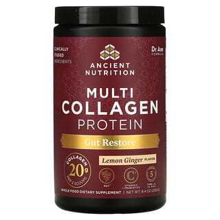 Dr. Axe / Ancient Nutrition, Multi Collagen Protein, Gut Restore,  Lemon Ginger, 8.4 oz (238 g)