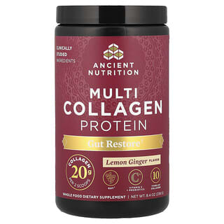 Ancient Nutrition, Multi Collagen Protein, Gut Restore, Lemon Ginger, 8.4 oz (238 g)