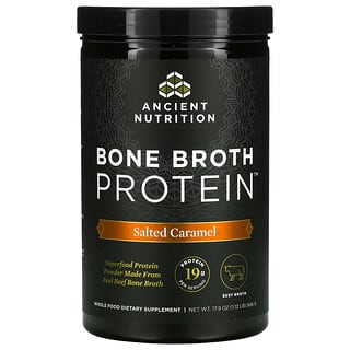 Dr. Axe / Ancient Nutrition, Bone Broth Protein، بالكراميل المملح، 1.12 رطل (506 جم)