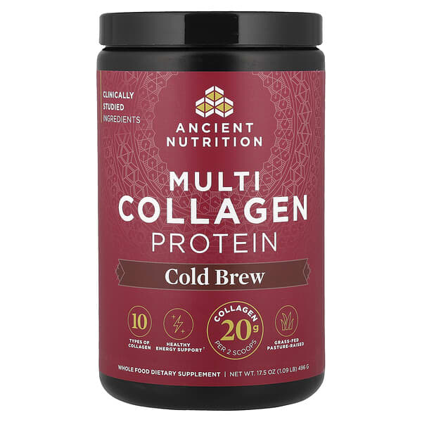 Ancient Nutrition, Multi Collagen Protein, Cold Brew, 1.09 lbs (496 g) — product photo 1