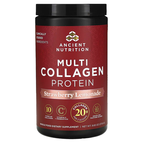 Ancient Nutrition Multi Collagen Protein, Strawberry Lemonade, 9.65 oz (273.6 g)