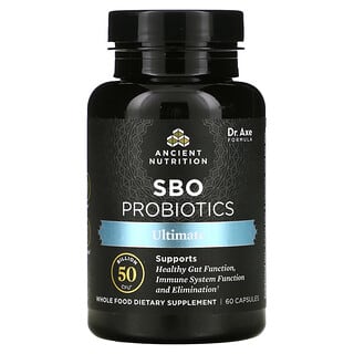 Dr. Axe / Ancient Nutrition, SBO Probiotics ، Ultimate ، 50 مليار وحدة تشكيل مستعمرة ، 60 كبسولة
