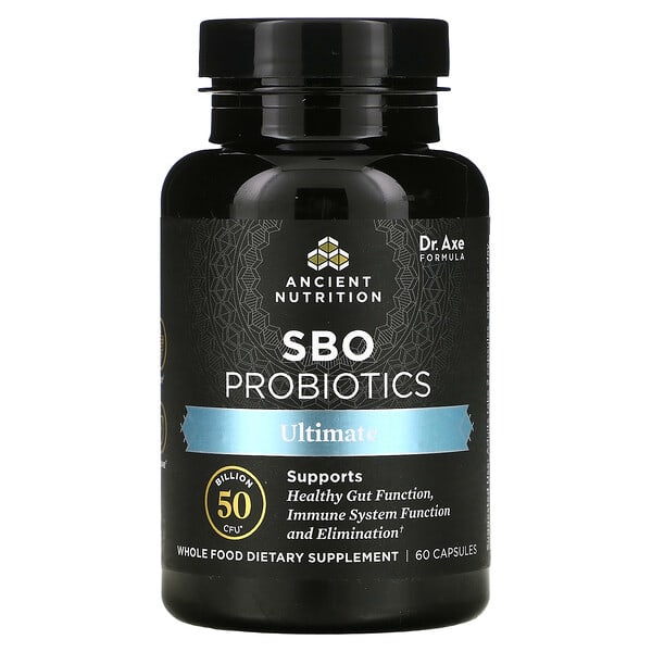 Dr. Axe / Ancient Nutrition, SBO Probiotics, Ultimate, 50 млрд КОЕ, 60 капсул