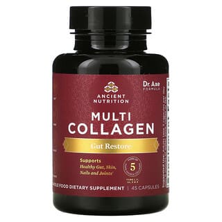 Dr. Axe / Ancient Nutrition, Multi Collagen, средство для восстановления кишечника, 45 капсул