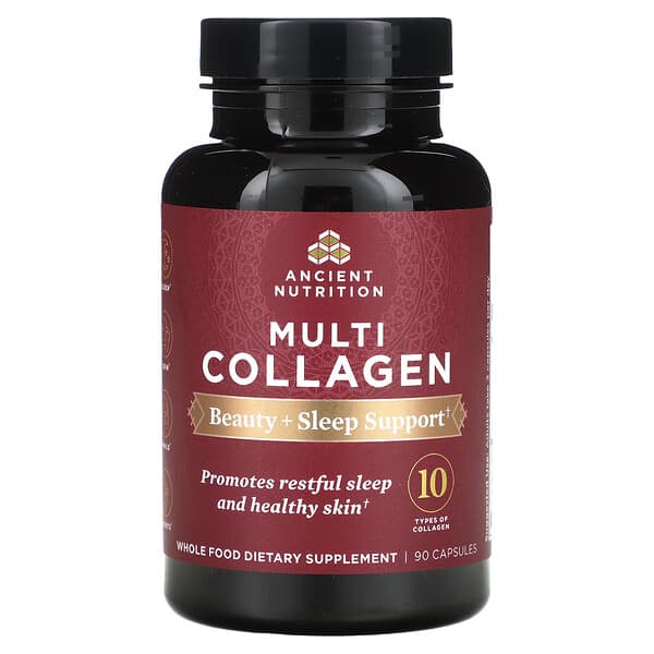 Ancient Nutrition Multi Collagen, Beauty + Sleep Support, 90 Capsules