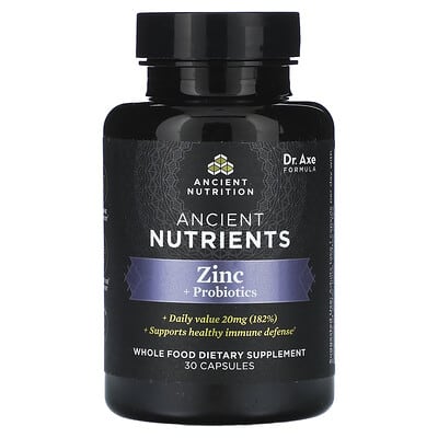 Ancient Nutrition, Zinc + Probiotics, 30 Capsules
