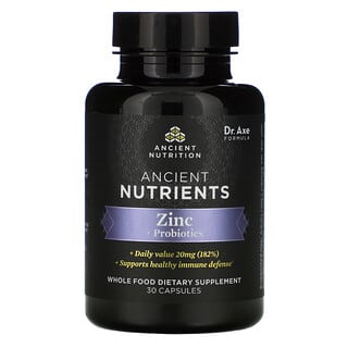 Dr. Axe / Ancient Nutrition, Ancient Nutrients, Zinc + Probiotics, 30 Capsules