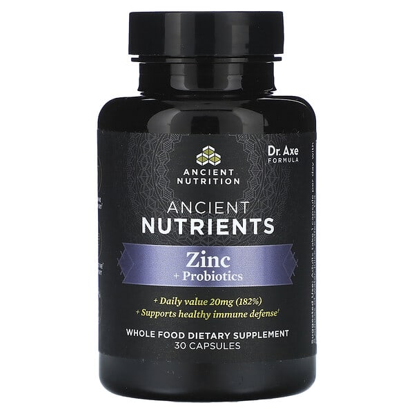 Ancient Nutrition Zinc + Probiotics, 30 Capsules