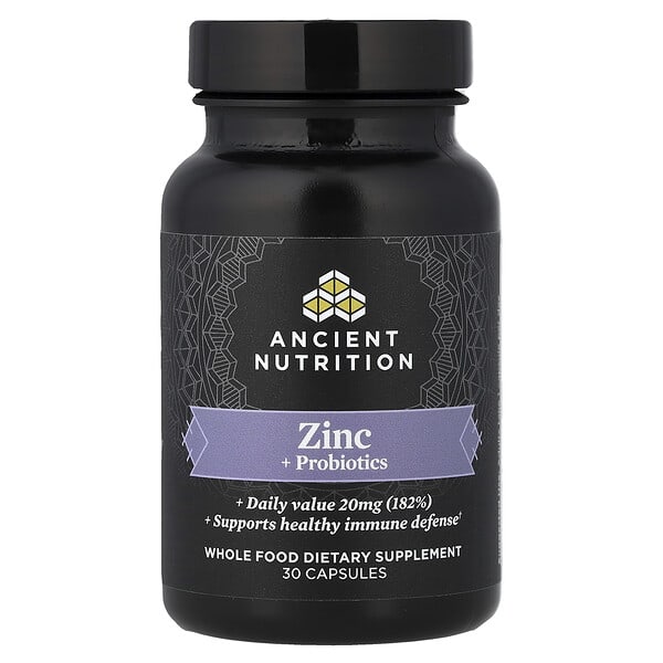 Ancient Nutrition, 아연 + 프로바이오틱, 캡슐 30정