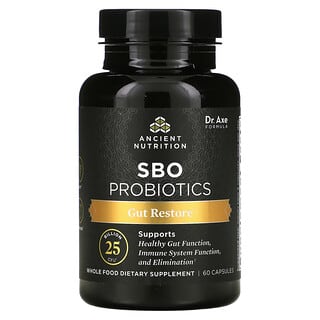 Dr. Axe / Ancient Nutrition, Probióticos SBO, Restauração Intestinal, 25 Bilhões de UFCs, 60 Cápsulas