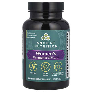 Ancient Nutrition, Suplemento multivitamínico fermentado para mujeres, 60 cápsulas
