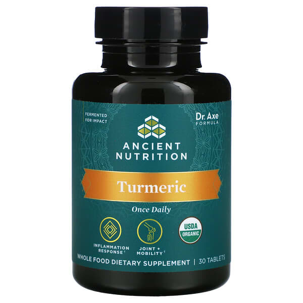 Dr. Axe / Ancient Nutrition, Turmeric, Once Daily, 30 Tablets