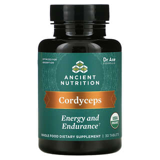 Dr. Axe / Ancient Nutrition, Cordyceps, Energía y resistencia, 30 comprimidos