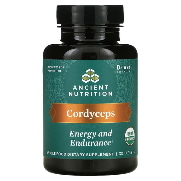 Dr. Axe / Ancient Nutrition, Cordyceps, Energy and Endurance, 30 Tablets