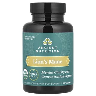 Ancient Nutrition, Melena de león, Claridad mental y concentración, 30 comprimidos