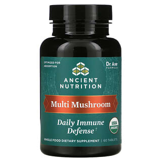 Dr. Axe / Ancient Nutrition, Multi Mushroom, ежедневная защита иммунитета, 60 таблеток