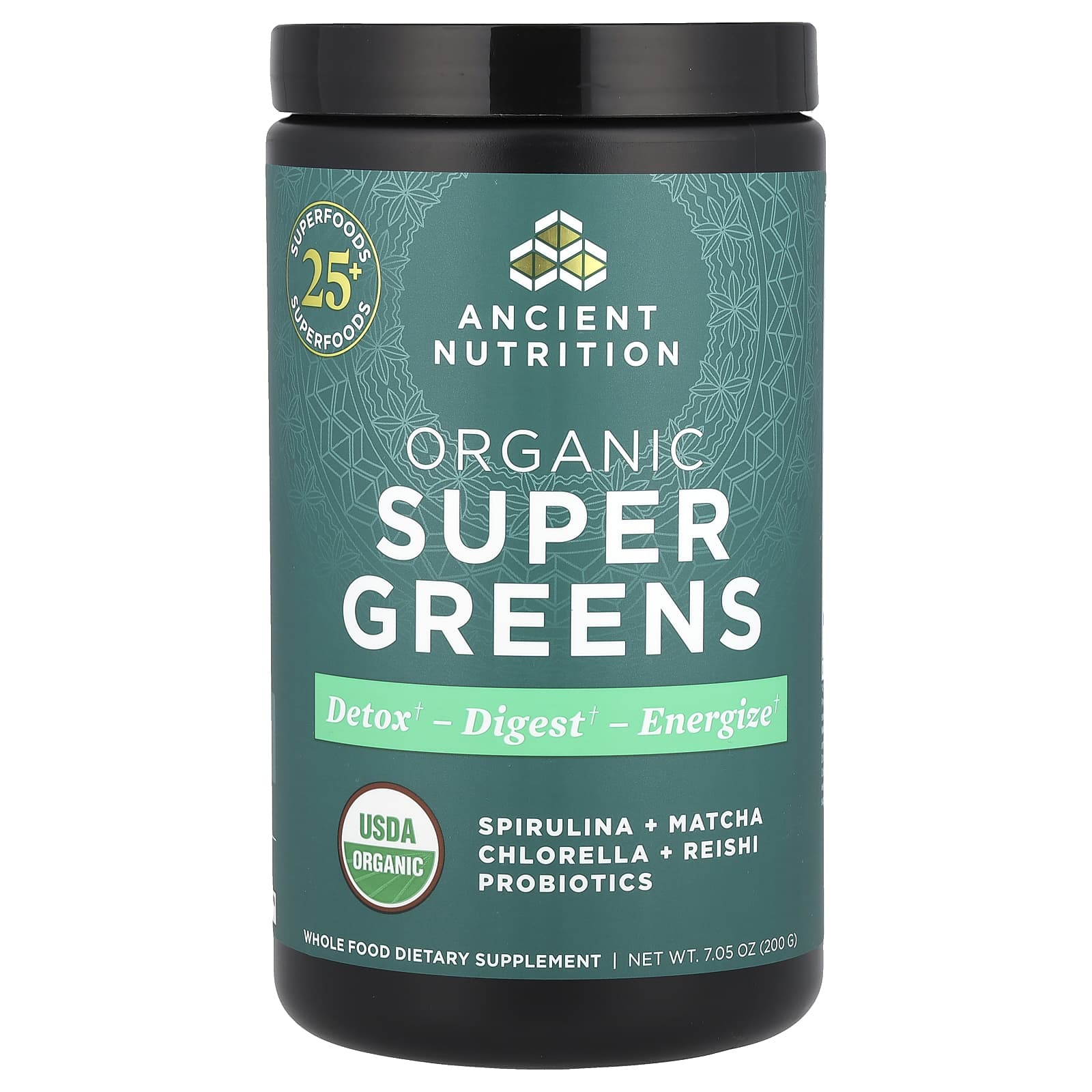 オーガニック スーパー グリーンズ、200g（7.05オンス）
