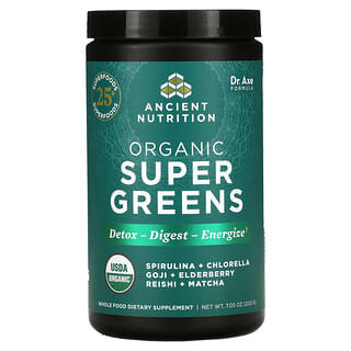 Ancient Nutrition, 有機發酵綠色植物，7.05 盎司（200 克）