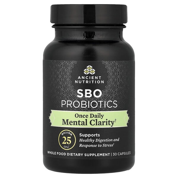 Ancient Nutrition SBO Probiotics, Mental Clarity, Once Daily, 30 Capsules