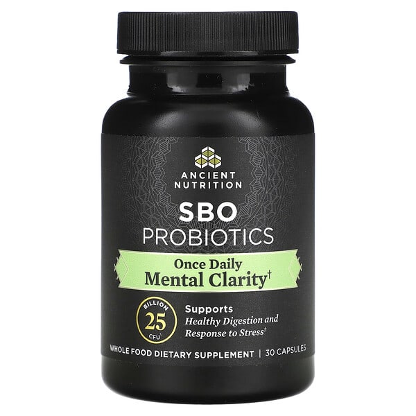 Ancient Nutrition‏, SBO Probiotics, Mental Clarity, ‏25 מיליארד יחידות יוצרות מושבה, 30 כמוסות