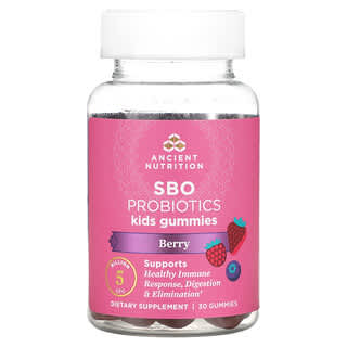 Ancient Nutrition, Для детей, пробиотики SBO, ягоды, 5 млрд КОЕ, 30 жевательных таблеток
