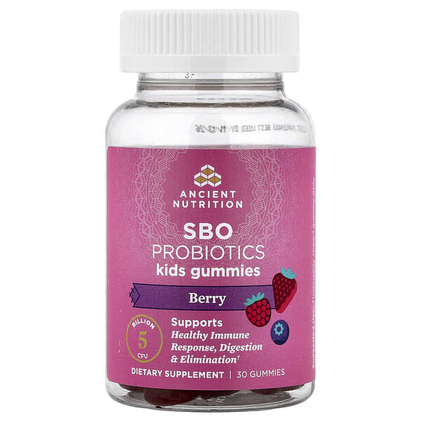 Ancient Nutrition Kids, SBO Probiotics Gummies, Berry, 5 Billion CFU, 30 Gummies