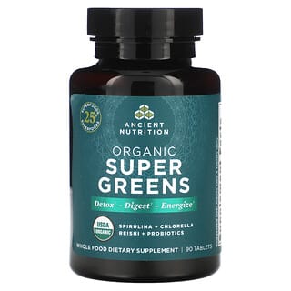 Dr. Axe / Ancient Nutrition, Organic Super Greens, 90 Tablets