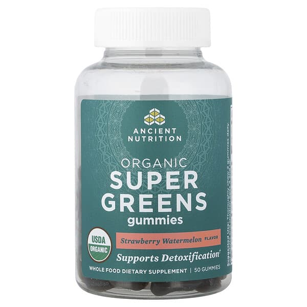 Ancient Nutrition, Organic Super Greens Gummies, Strawberry Watermelon, 50 Gummies — product photo 1