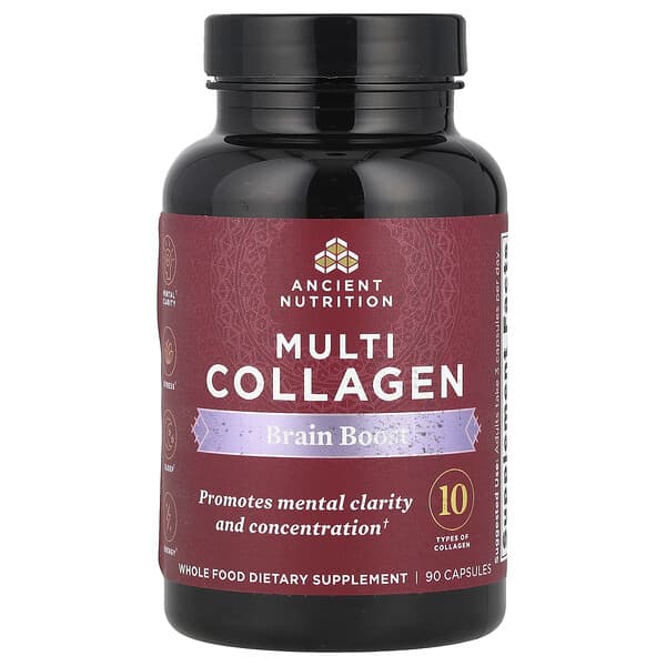 Ancient Nutrition Multi Collagen, Brain Boost, 90 Capsules