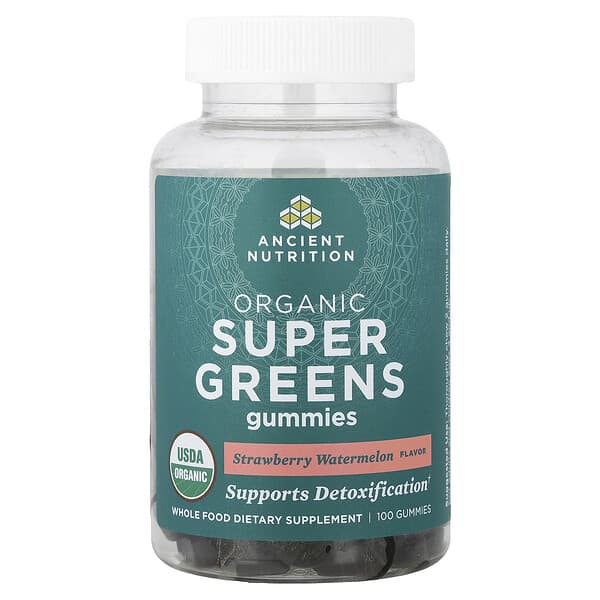 Ancient Nutrition, Organic Super Greens Gummies, Strawberry Watermelon, 100 Gummies — product photo 1