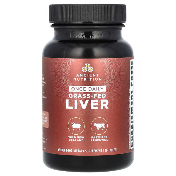 Ancient Nutrition Once Daily Grass-Fed Liver, 1 g, 30 Tablets