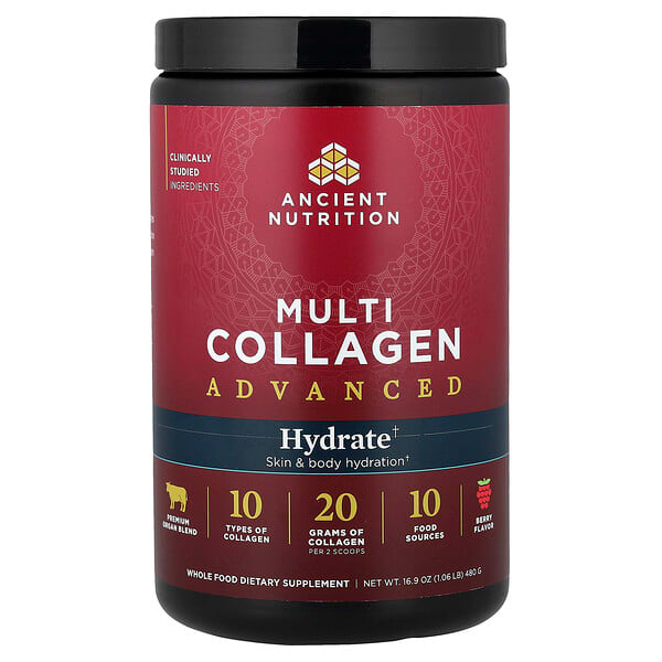 Ancient Nutrition, Multi Collagen Advanced, Hydrate, Berry, 16.9 oz (480 g) — product photo 1