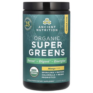 Ancient Nutrition‏, Greens Super Greens, מנגו, 192.8 גרם (6.8 אונקיות)