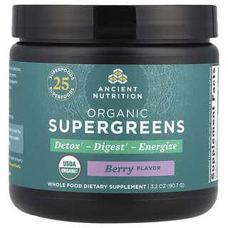 Ancient Nutrition, Organic SuperGreens, Berry, 3.2 oz (90.7 g)