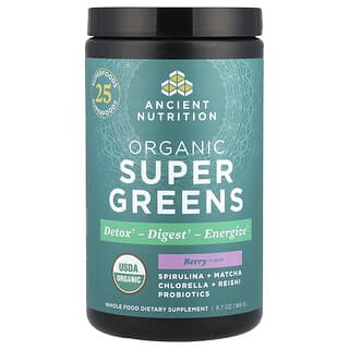 Ancient Nutrition, Organic Super Greens, Berry, 6.7 oz (189 g)